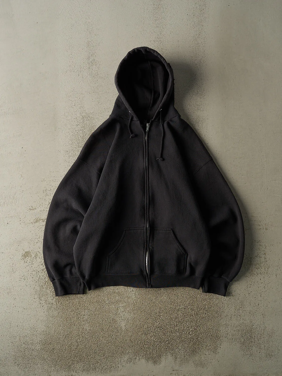 Vintage 90s Faded Black Blank Zip Up Hoodie (XL) sold by Rebalance Vintage