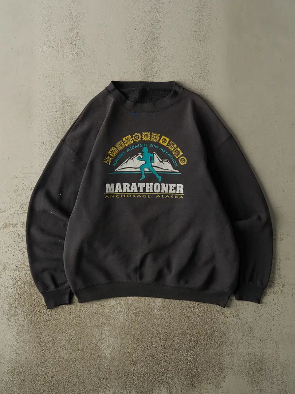Vintage 90s Faded Black Alaska Marathon Crewneck (L/XL) sold by Rebalance Vintage
