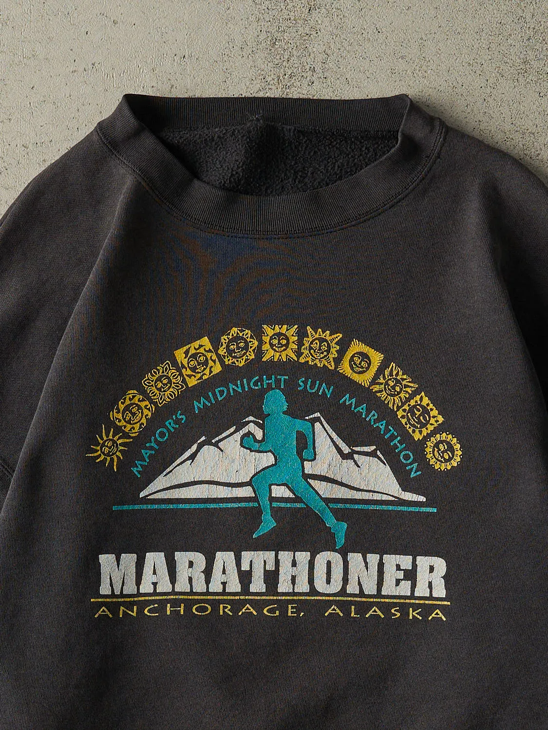 Vintage 90s Faded Black Alaska Marathon Crewneck (L/XL) sold by Rebalance Vintage product image thumbnail 2
