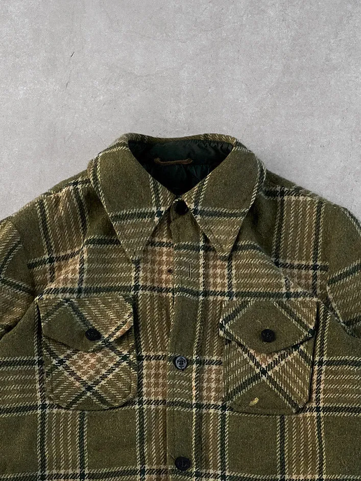 Vintage 90s Moss Green and Brown Sears Sports Plaid Collared Button Up (M) sold by Rebalance Vintage product image thumbnail 2