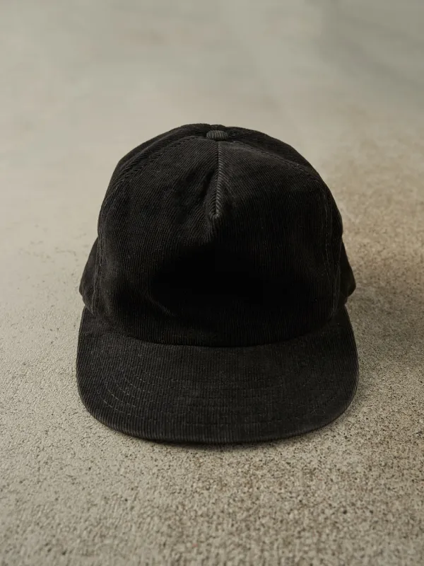 Vintage 90s Black Corduroy Snapback (O/S) made by Rebalance Vintage
