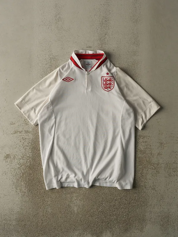 Vintage 90s White Umbro England Soccer Jersey (L) sold by Rebalance Vintage