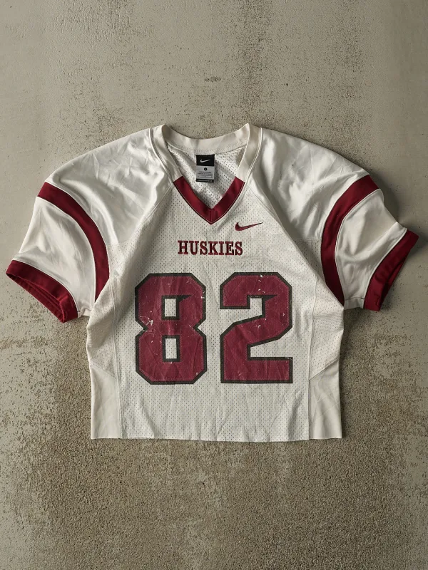 Vintage Y2K White & Burgundy Nike Huskies Cropped Football Jersey (S) sold by Rebalance Vintage