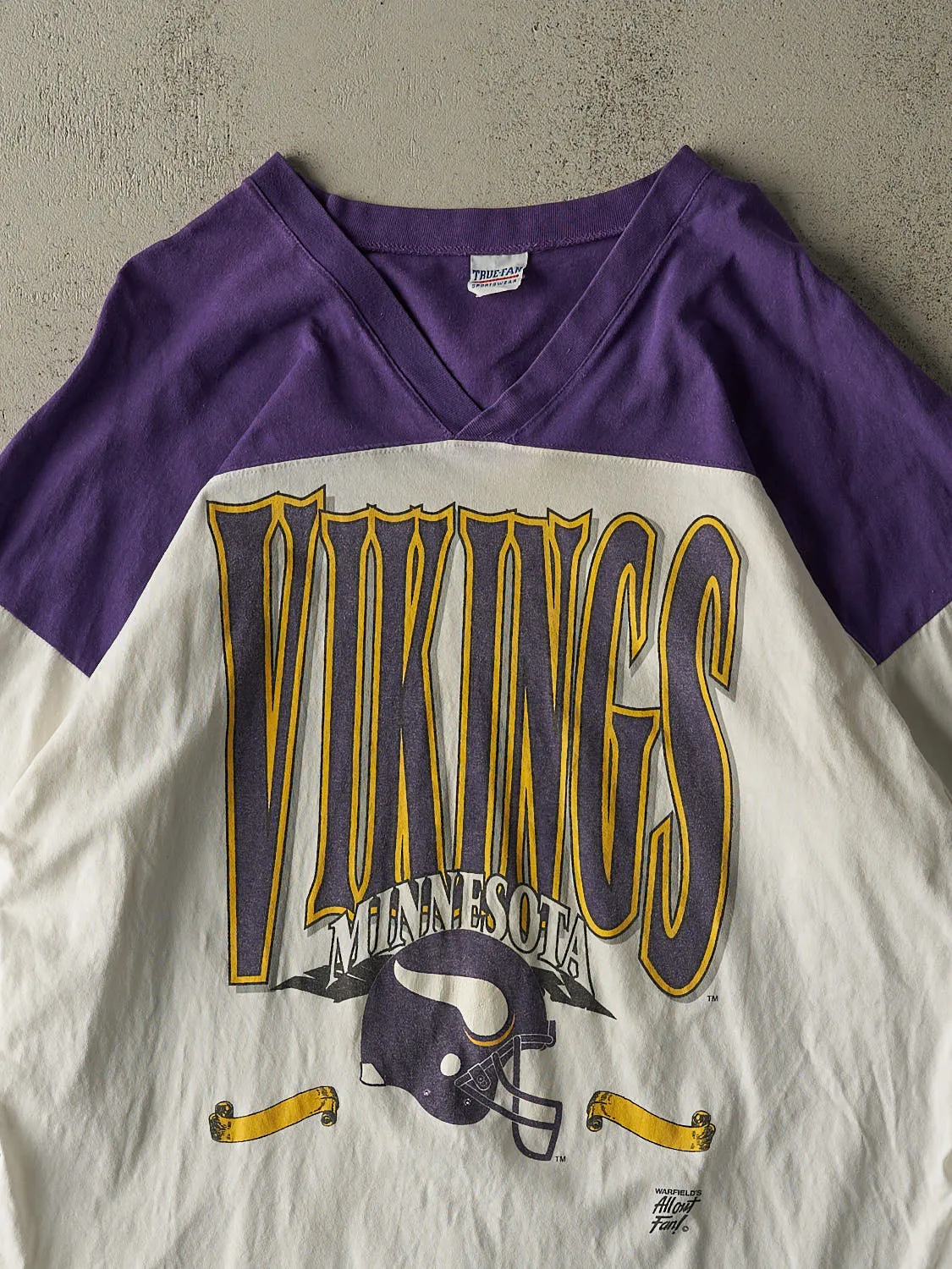 Vintage 80s White & Purple Minnesota Vikings Tee (XL/XXL) sold by Rebalance Vintage product image thumbnail 2