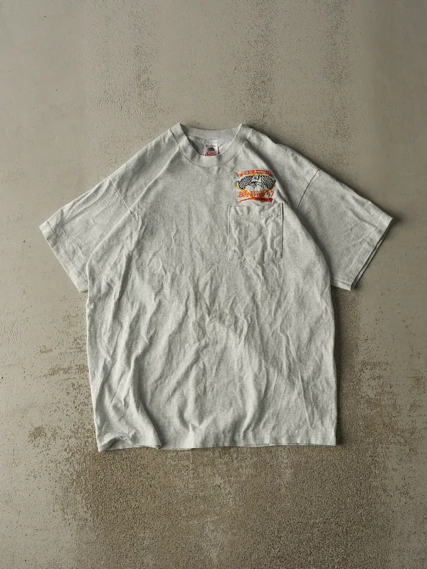 Vintage 97' Heather Grey Embroidered Daytona Bike Week Tee (L) sold by Rebalance Vintage