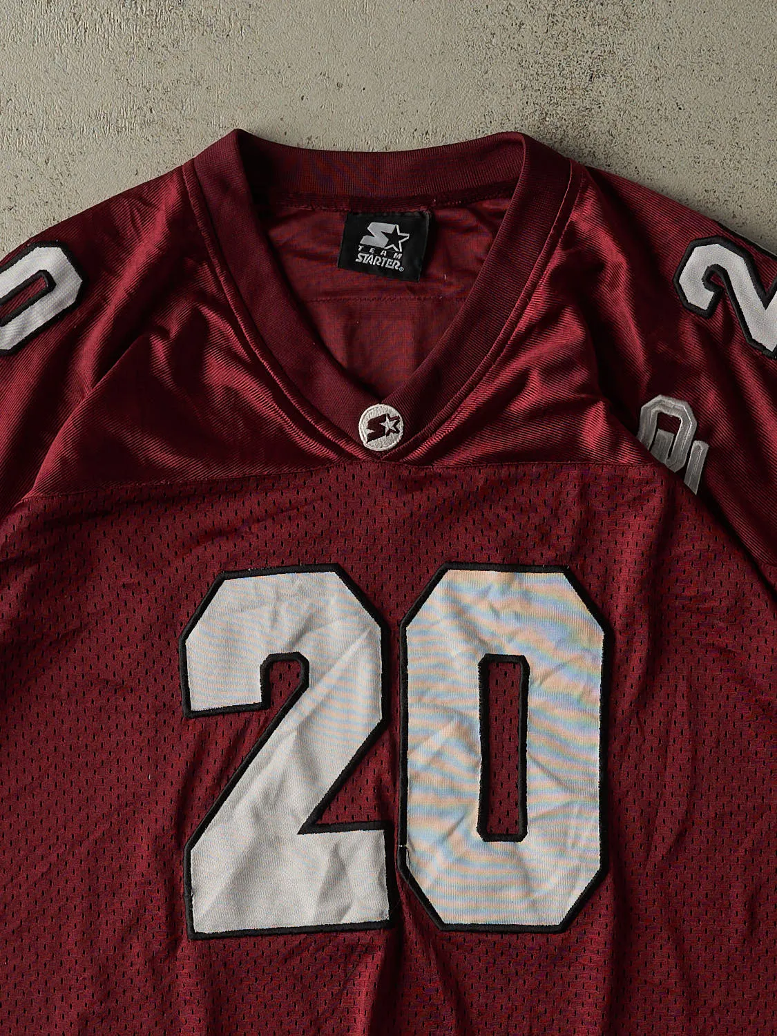 Vintage 90s Burgundy University of Oklahoma Cropped Football Jersey (L/XL) sold by Rebalance Vintage product image thumbnail 3