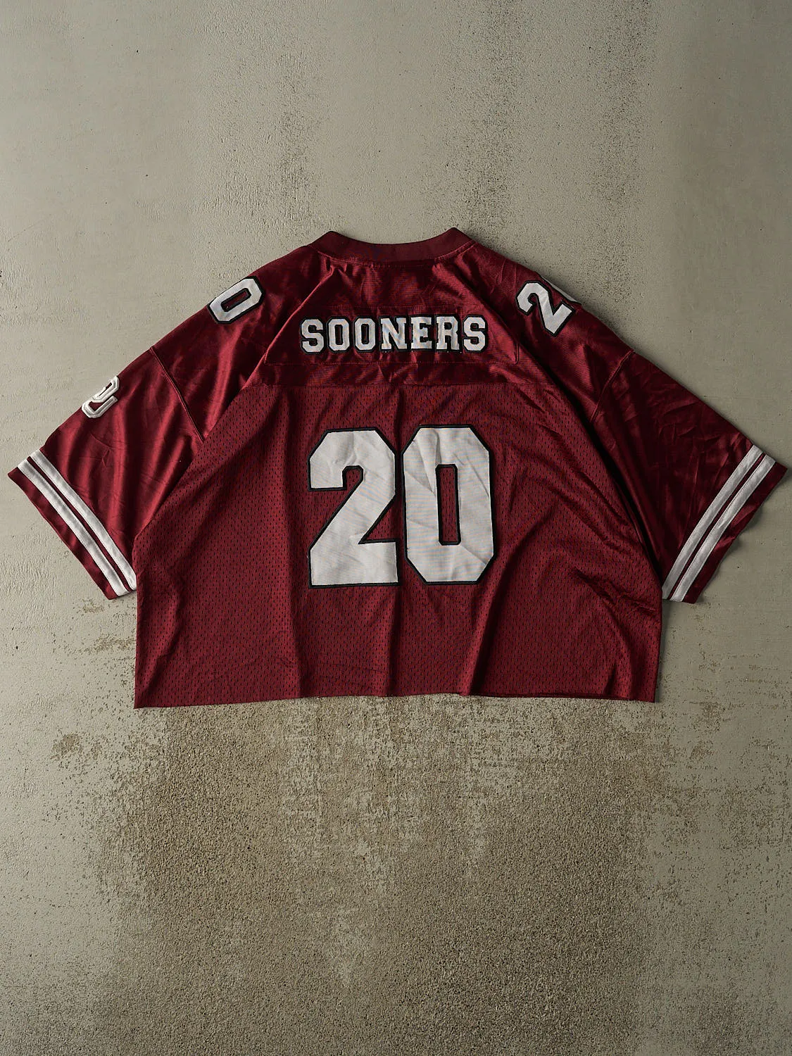 Vintage 90s Burgundy University of Oklahoma Cropped Football Jersey (L/XL) sold by Rebalance Vintage product image thumbnail 2