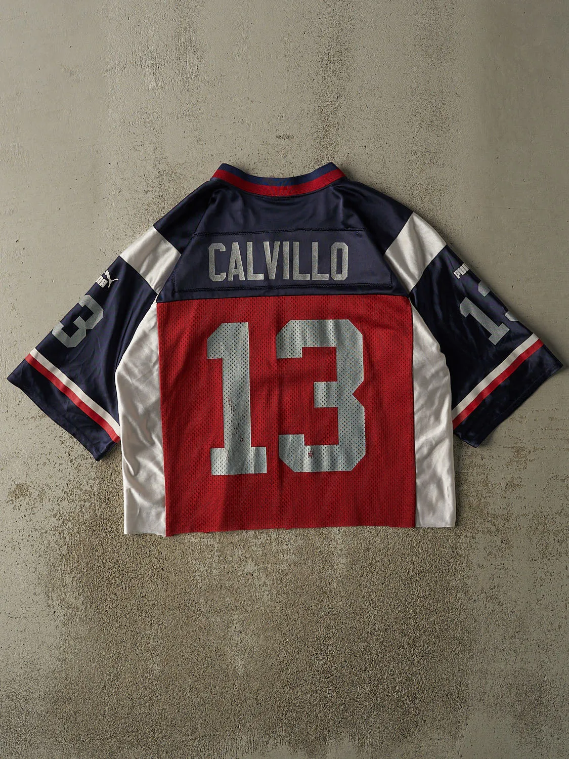 Vintage 90s Red, Blue & White Montreal Alouettes Cropped Football Jersey (M/L) sold by Rebalance Vintage product image thumbnail 2