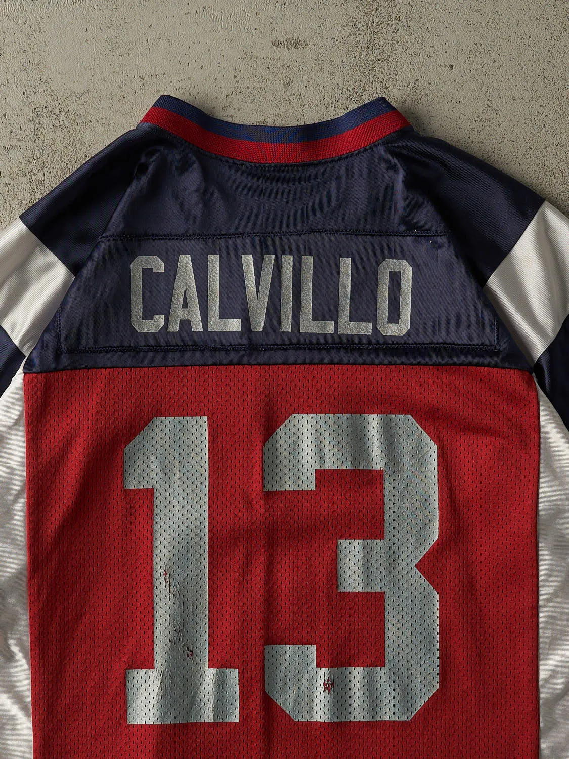 Vintage 90s Red, Blue & White Montreal Alouettes Cropped Football Jersey (M/L) sold by Rebalance Vintage product image thumbnail 4