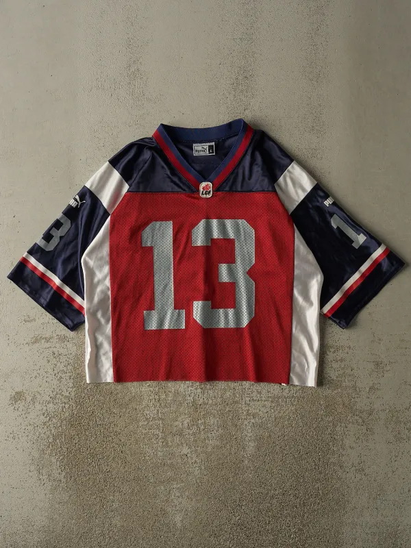 Vintage 90s Red, Blue & White Montreal Alouettes Cropped Football Jersey (M/L) sold by Rebalance Vintage