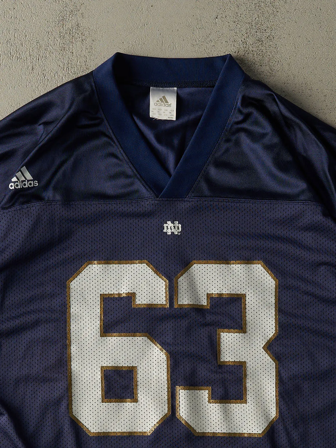 Vintage 90s Navy Blue Adidas University of Notre Dame Cropped Football Jersey (XL) sold by Rebalance Vintage product image thumbnail 3