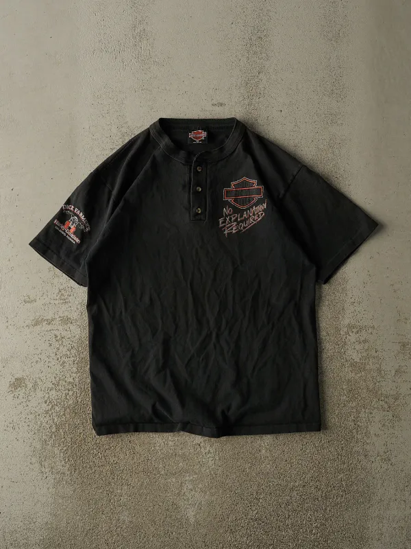 Vintage 90' Black Harley Davidson Quarter Button Tee (M/L) sold by Rebalance Vintage