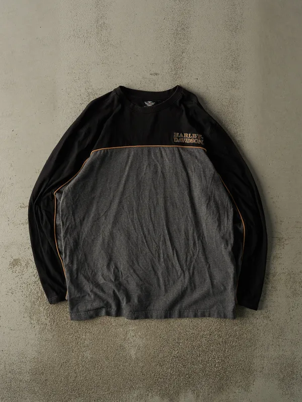 Vintage 13' Black & Grey Harley Davidson Embroidered Long Sleeve (L/XL) sold by Rebalance Vintage