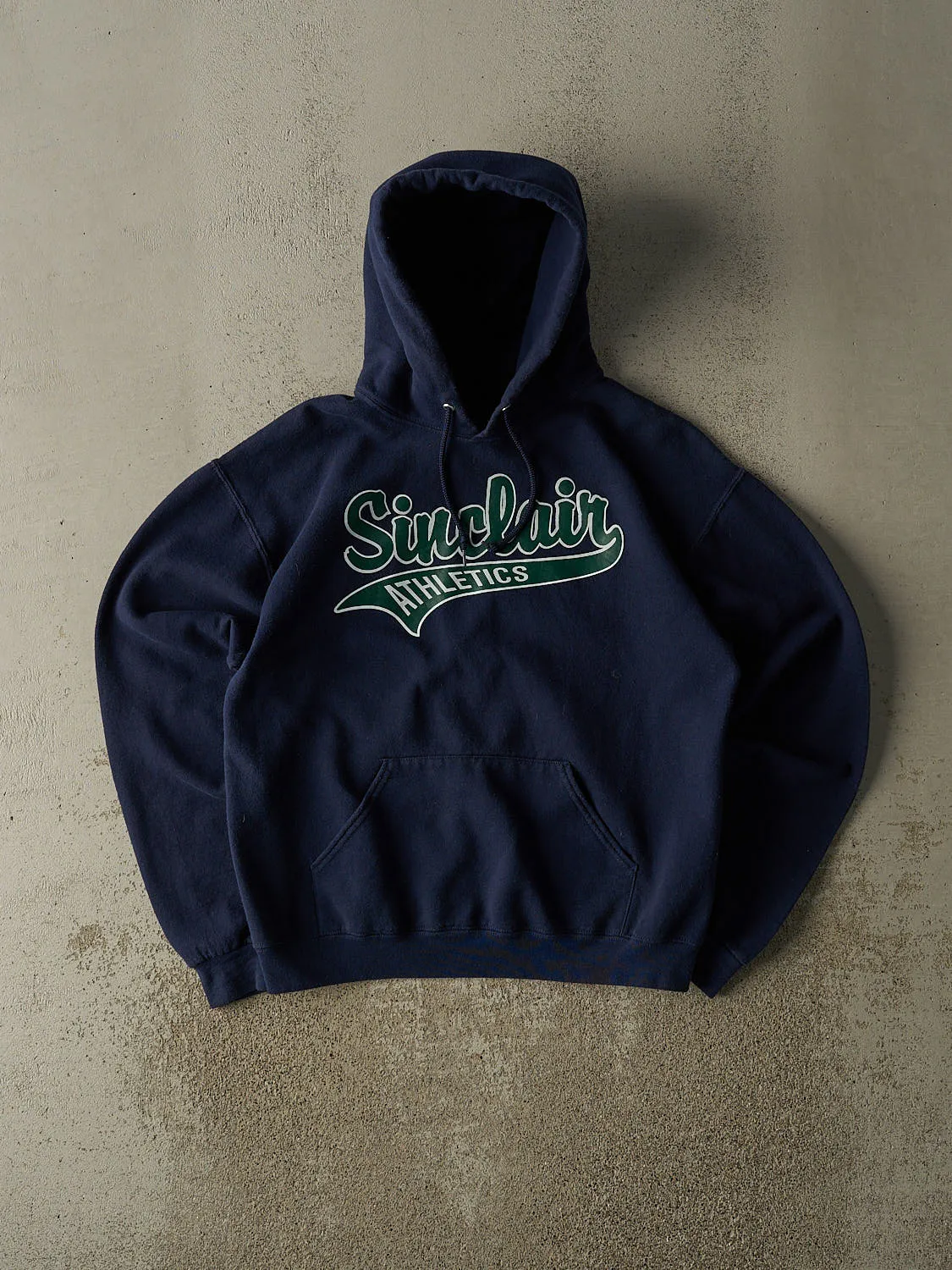 Vintage 90s Navy Blue Sinclair Athletics Hoodie (S/M) sold by Rebalance Vintage