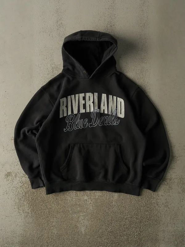 Vintage 90s Black Riverland Blue Devils Hoodie (M) sold by Rebalance Vintage