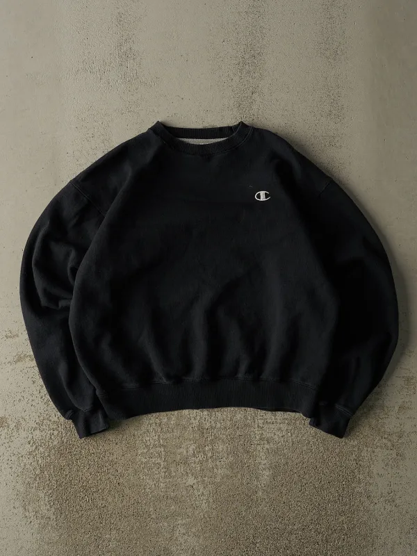 Vintage Y2K Black Champion Embroidered Crewneck (S/M) made by Rebalance Vintage