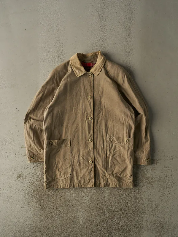 Vintage 90s Beige Eddie Bauer Flannel Lined Chore Jacket (M) sold by Rebalance Vintage