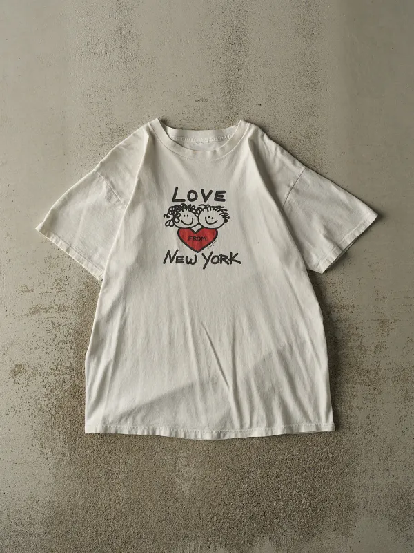 Vintage 90s White Love From New York Tee (L/XL) sold by Rebalance Vintage