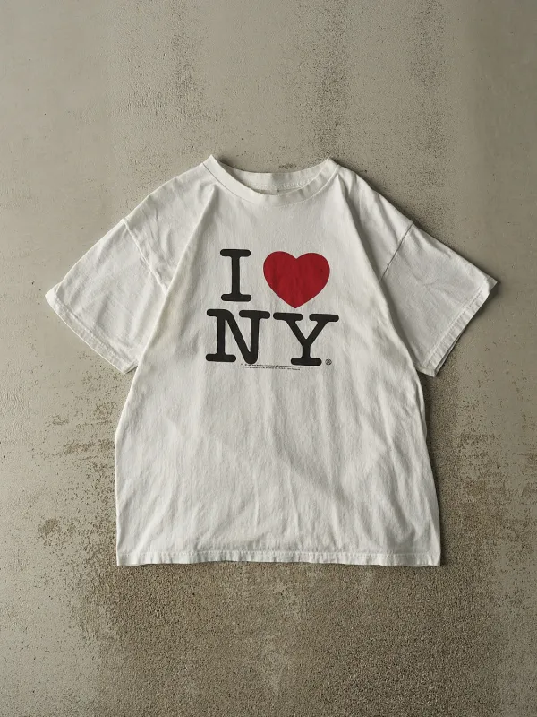 Vintage 96' White "I Love NY" Tee (L) sold by Rebalance Vintage