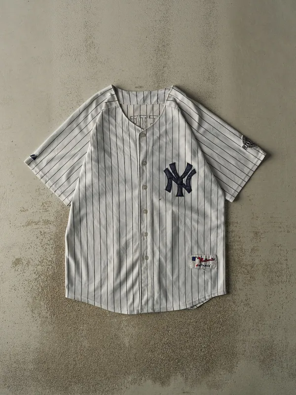 Vintage Y2K White New York Yankees #2 Derek Jeter 3000 Hits Pin Striped Jersey (XL) sold by Rebalance Vintage