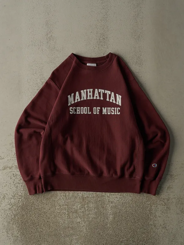Vintage Y2K Burgundy Champion Reverse Weave Manhattan School of Music Crewneck (S/M) sold by Rebalance Vintage
