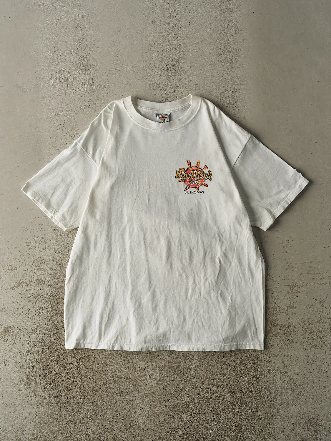 Vintage Y2K White Hard Rock Cafe St Thomas Tee (XL) sold by Rebalance Vintage