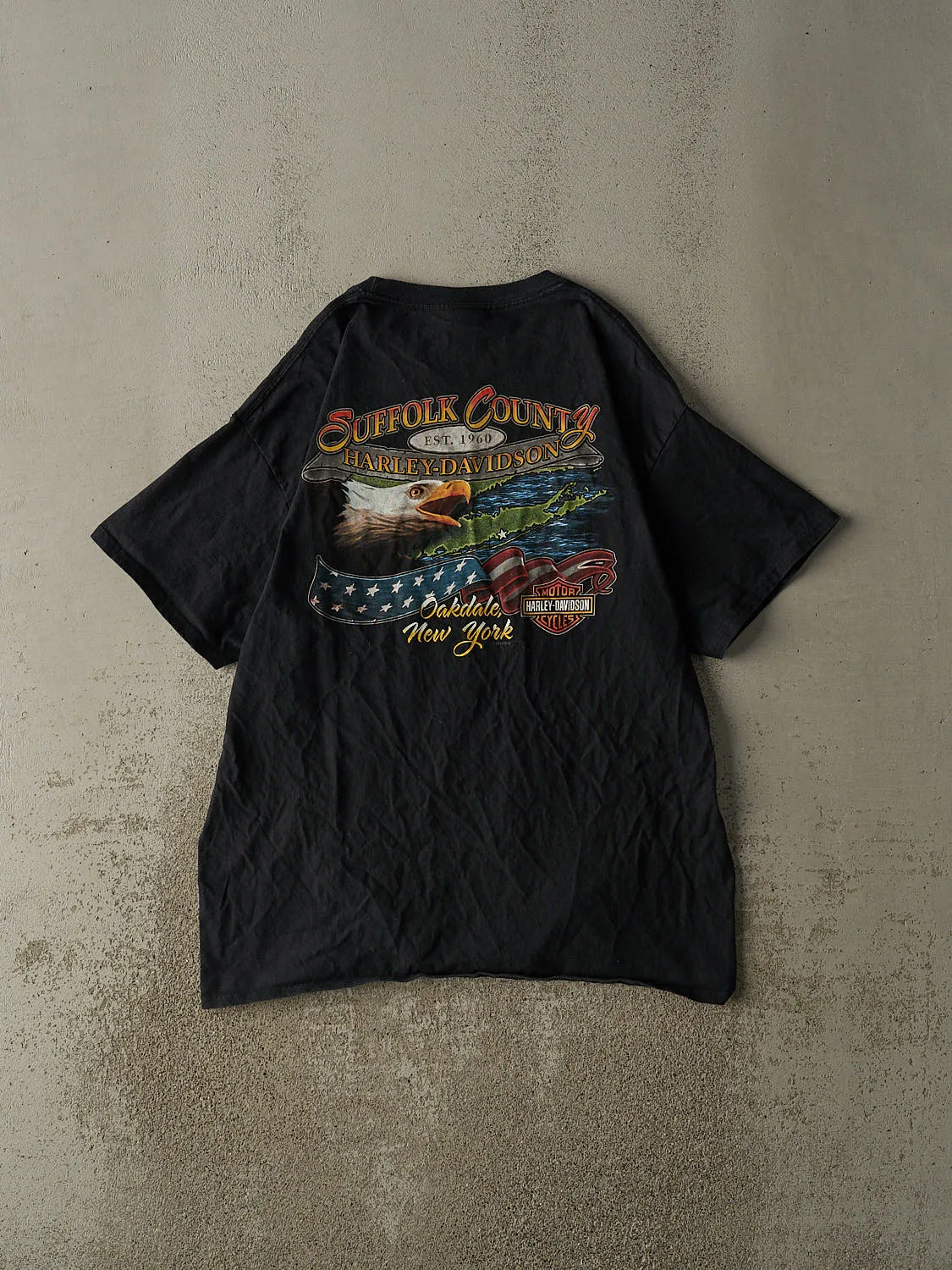 Vintage 13' Black Harley Davidson Oakdale NY Tee (L/XL) sold by Rebalance Vintage product image thumbnail 2