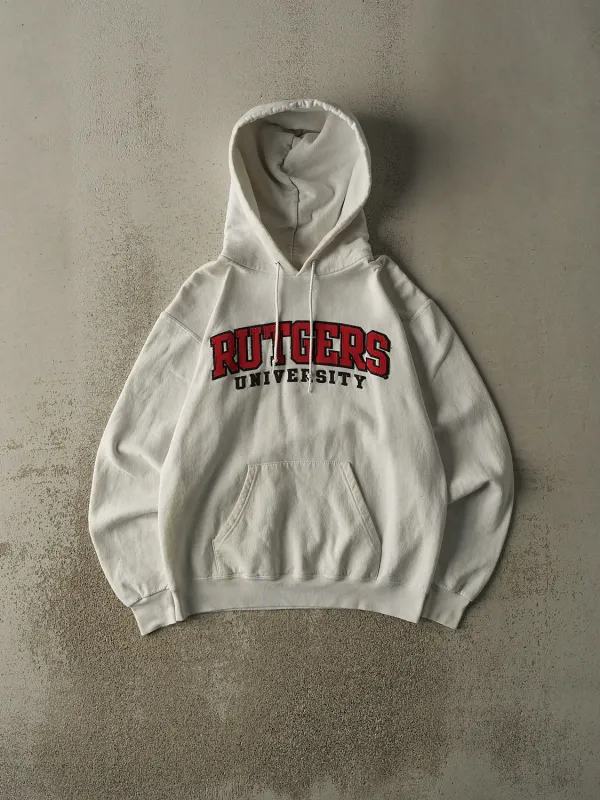 Vintage Y2K White Rutgers University Embroidered Hoodie (S/M) sold by Rebalance Vintage