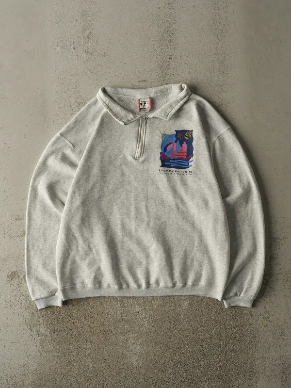 Vintage 90s Heather Grey Disney Epcot Center Quarter Zip Sweater (M/L) sold by Rebalance Vintage