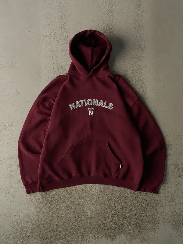 Vintage Y2K Burgundy Russell Athletic Nationals Embroidered Hoodie (XL) sold by Rebalance Vintage