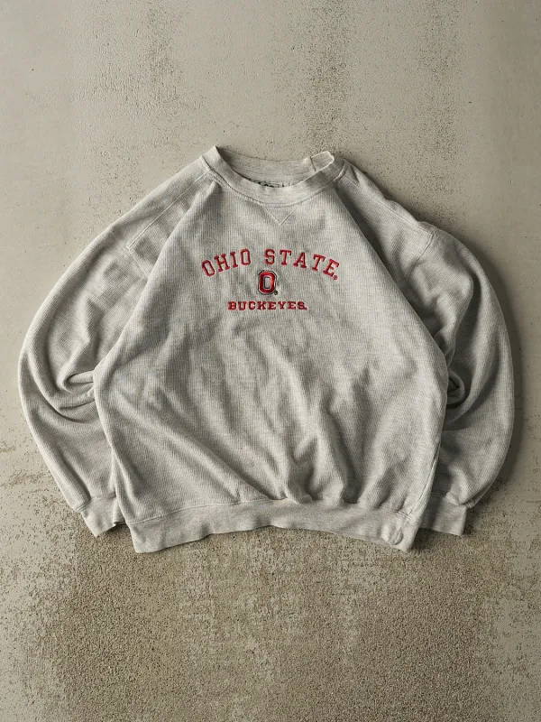 Vintage 90s Heather Grey Ohio State Buckeyes Textured Crewneck (S/M) sold by Rebalance Vintage