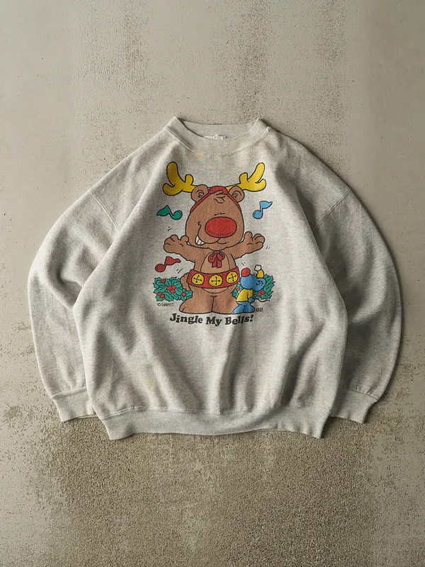 Vintage 90s Grey "Jingle My Bells" Slogan Crewneck (M/L) sold by Rebalance Vintage