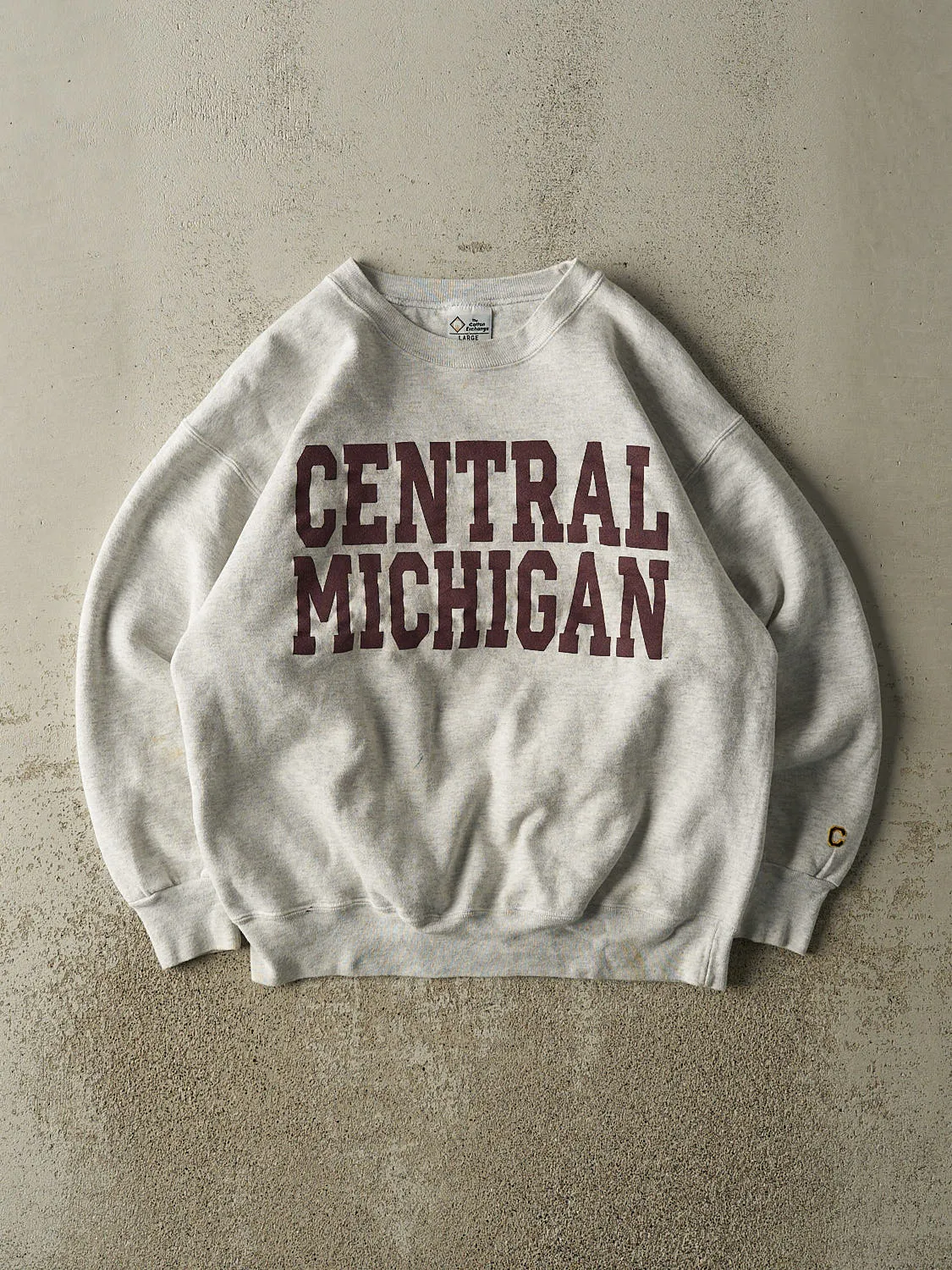 Vintage 80s Heather Grey Central Michigan Crewneck (M/L) sold by Rebalance Vintage
