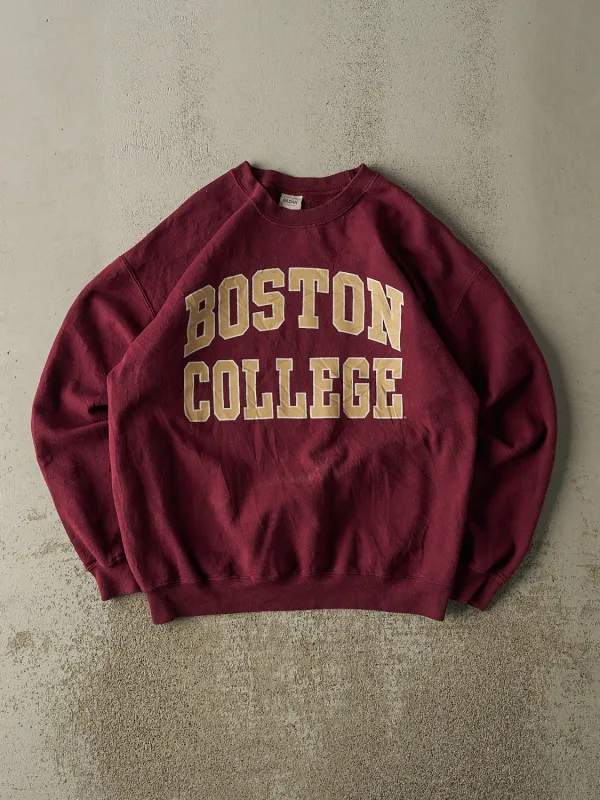 Vintage 90s Burgundy Boston College Crewneck (L) sold by Rebalance Vintage