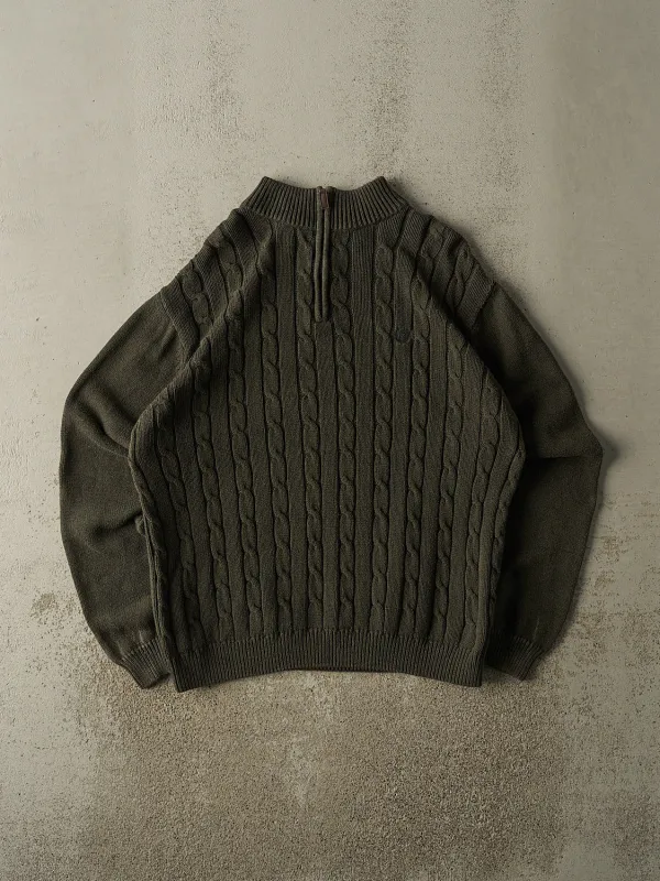 Vintage 90s Green Chaps Cable Knit Quarter Zip (XL) sold by Rebalance Vintage