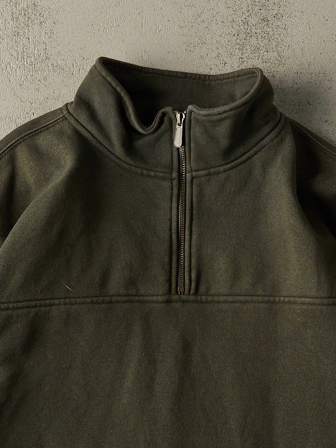 Vintage 90s Green Carhartt Quarter Zip Sweater (L/XL) sold by Rebalance Vintage product image thumbnail 2