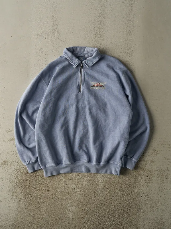Vintage Y2K Washed Blue Avro Arrow Quarter Zip Sweater (M/L) sold by Rebalance Vintage