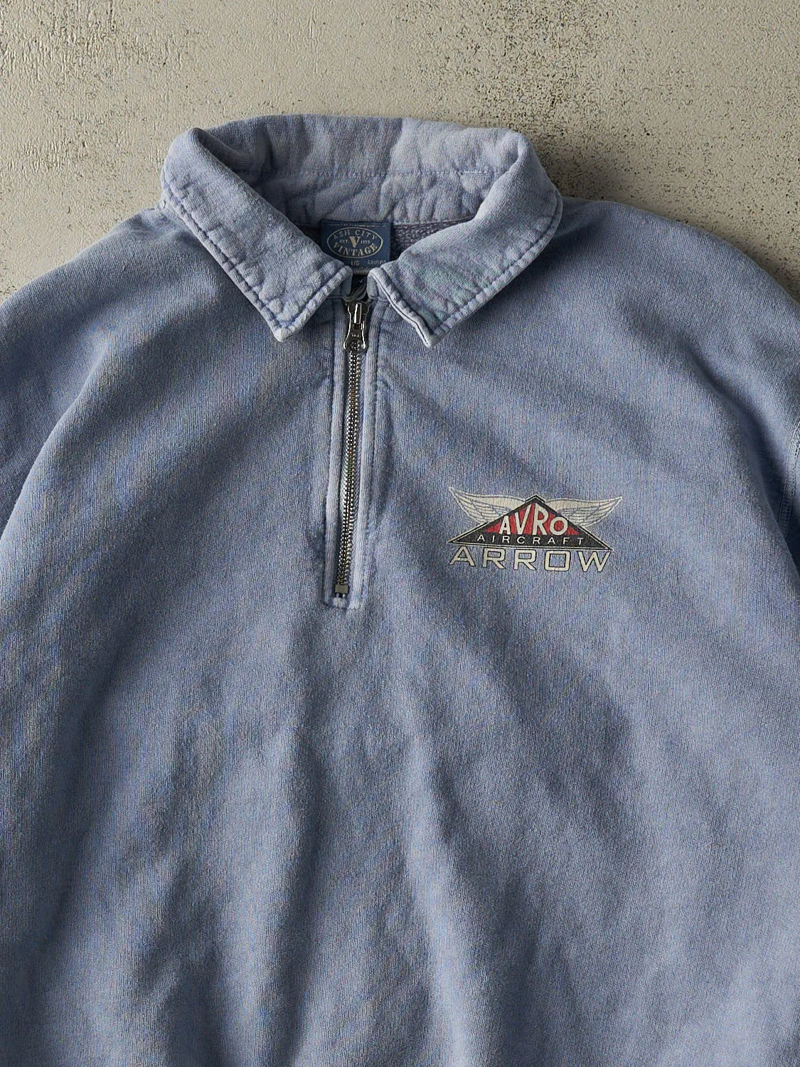 Vintage Y2K Washed Blue Avro Arrow Quarter Zip Sweater (M/L) sold by Rebalance Vintage product image thumbnail 2