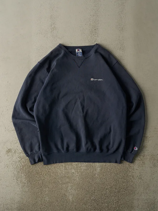 Vintage 90s Navy Blue Champion Embroidered Crewneck (XL/XXL) sold by Rebalance Vintage