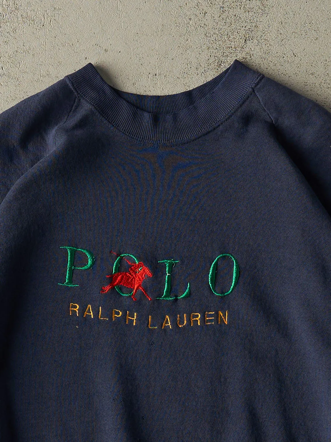 Vintage 80s Navy Blue Bootleg Polo Ralph Lauren Embroidered Crewneck (L/XL) sold by Rebalance Vintage product image thumbnail 2