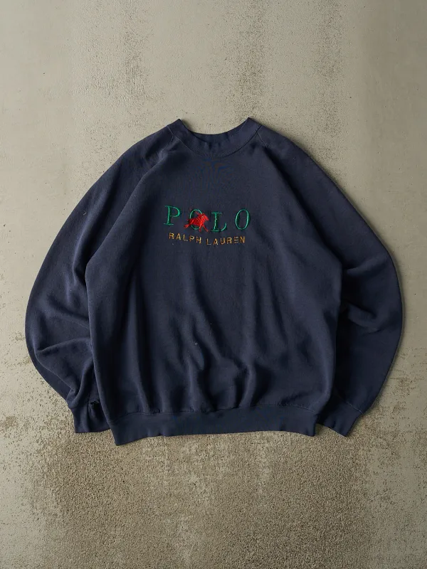 Vintage 80s Navy Blue Bootleg Polo Ralph Lauren Embroidered Crewneck (L/XL) sold by Rebalance Vintage