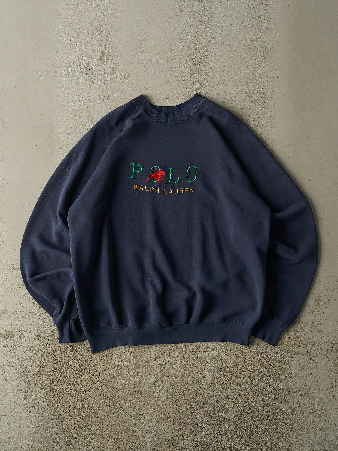 Vintage 80s Navy Blue Bootleg Polo Ralph Lauren Embroidered Crewneck (L/XL) sold by Rebalance Vintage