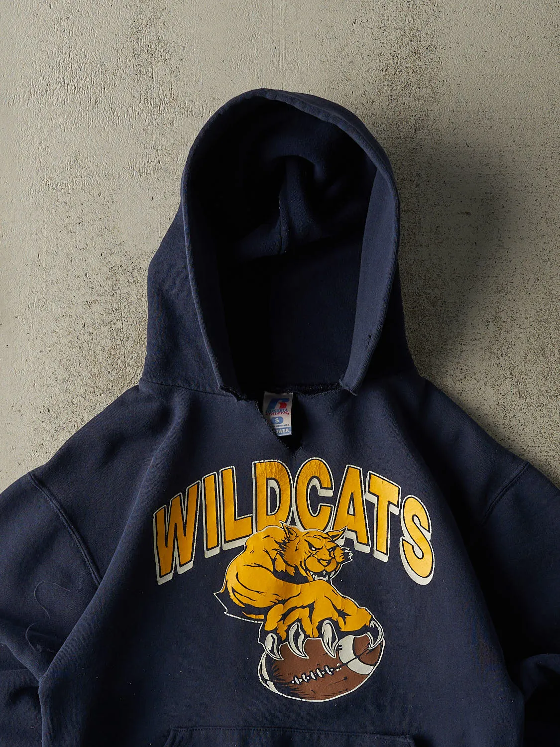 Vintage Y2K Navy Blue Russell Athletic Wildcats Hoodie (XS/S) sold by Rebalance Vintage product image thumbnail 2