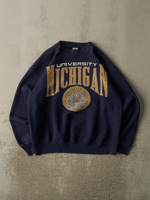 Vintage 80s Navy Blue University of Michigan Crewneck (L/XL) sold by Rebalance Vintage