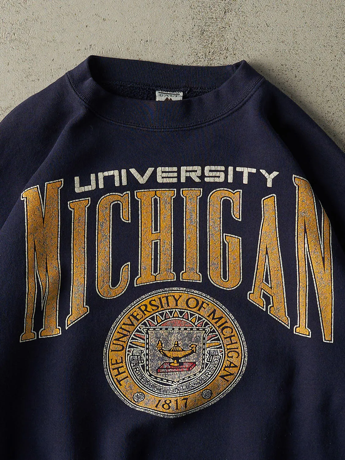 Vintage 80s Navy Blue University of Michigan Crewneck (L/XL) sold by Rebalance Vintage product image thumbnail 2