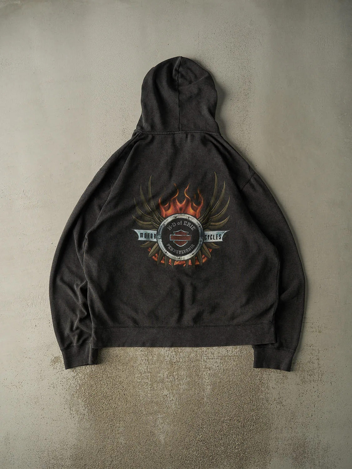 Vintage 10' Charcoal Grey Harley Davidson Zip Up Hoodie (XXXL) sold by Rebalance Vintage product image thumbnail 2