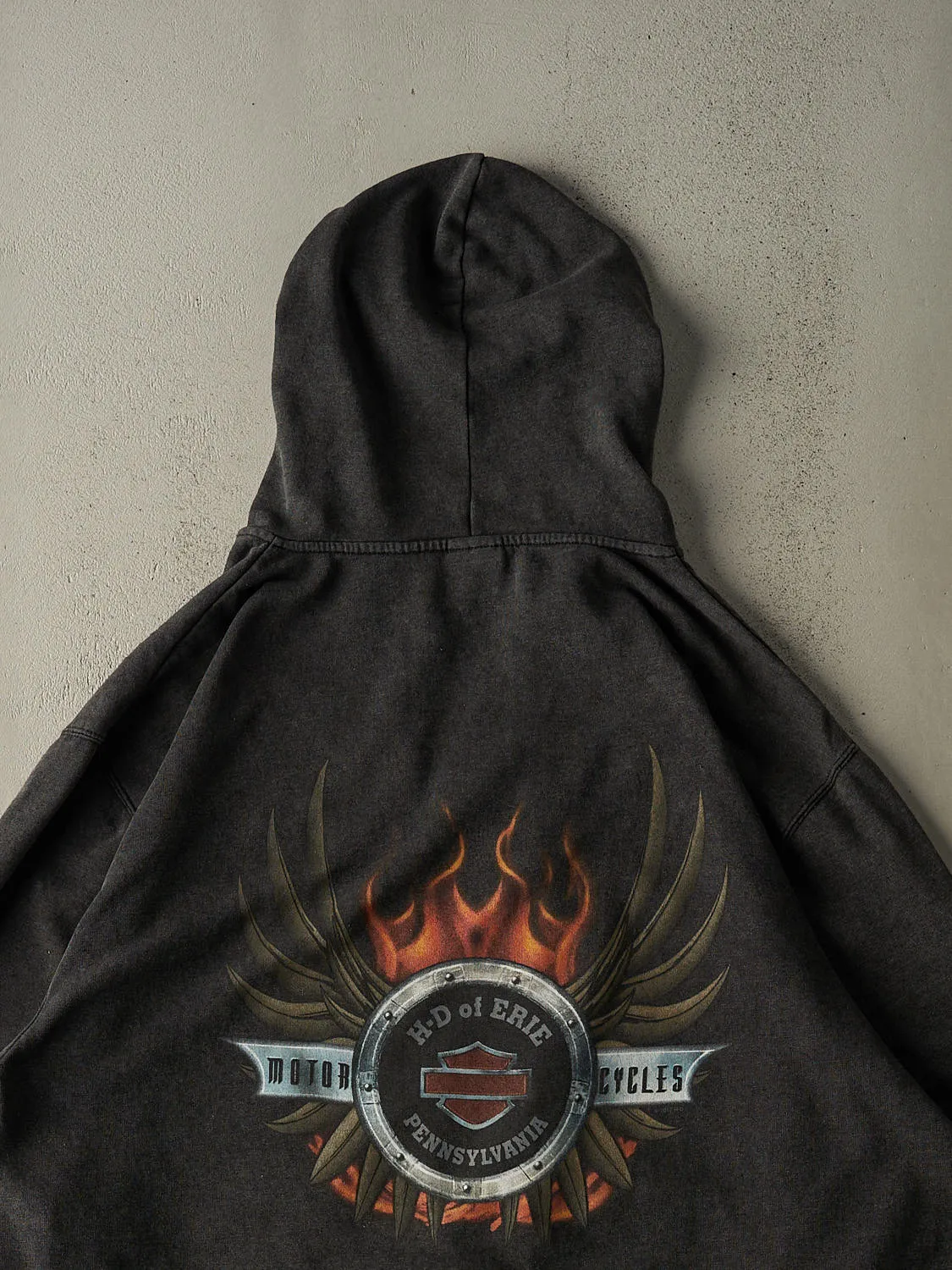Vintage 10' Charcoal Grey Harley Davidson Zip Up Hoodie (XXXL) sold by Rebalance Vintage product image thumbnail 4