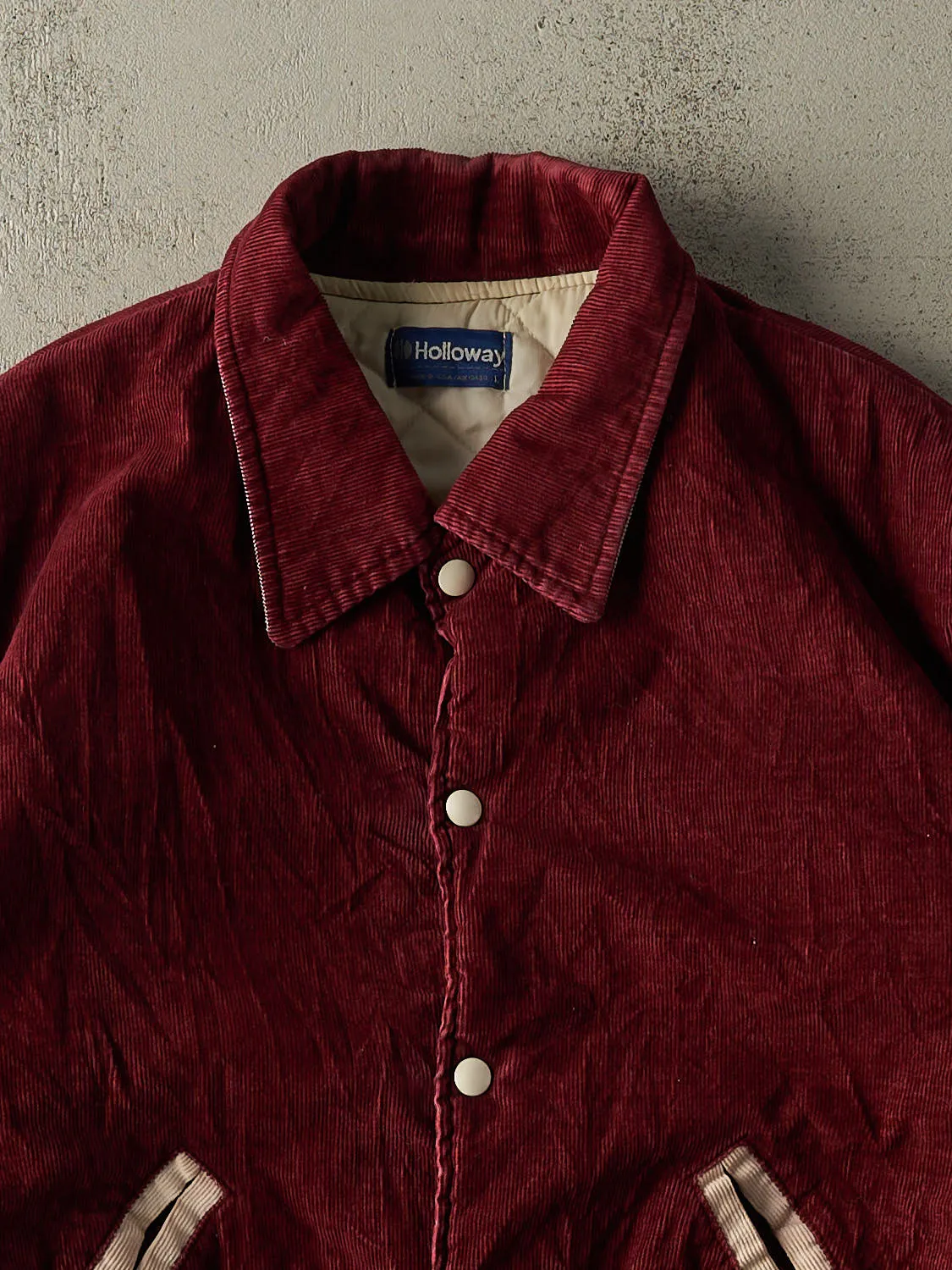 Vintage 80s Burgundy Corduroy Varsity Jacket (M/L) sold by Rebalance Vintage product image thumbnail 2