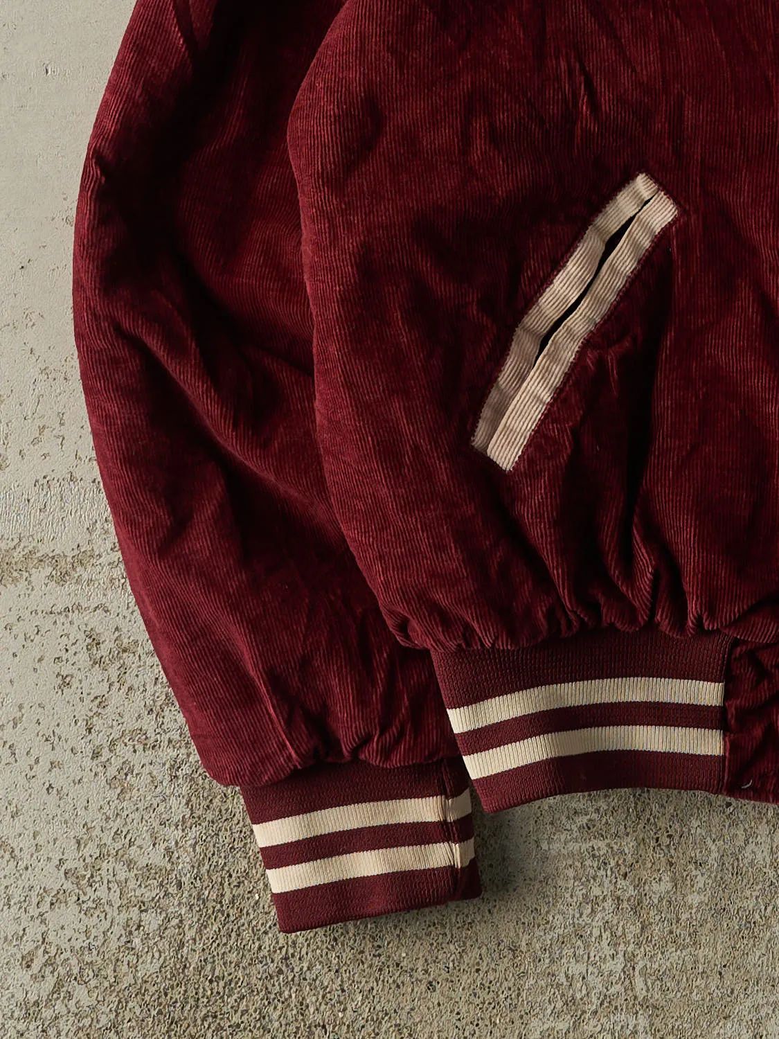 Vintage 80s Burgundy Corduroy Varsity Jacket (M/L) sold by Rebalance Vintage product image thumbnail 3