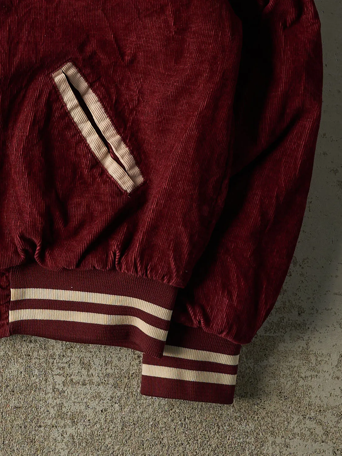 Vintage 80s Burgundy Corduroy Varsity Jacket (M/L) sold by Rebalance Vintage product image thumbnail 4